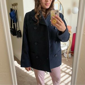 Kate Spade Saturday Navy Wool Oversized Peacoat